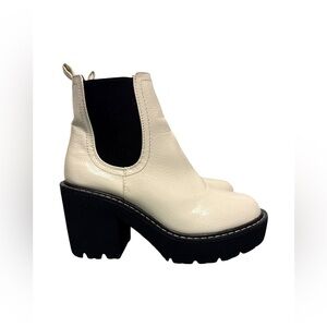 Forever 21 Chunky Heel Ankle Boots Women’s 7 Cream